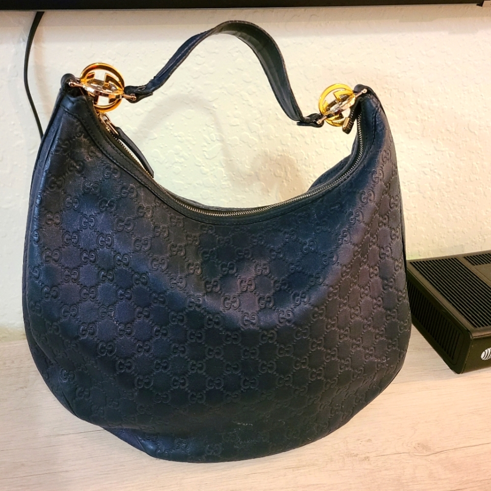 Blue hobo leather Gucci bag